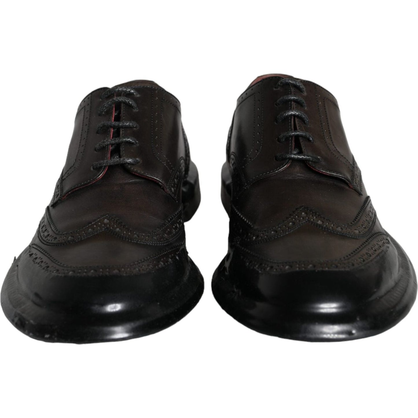 Dolce & Gabbana Black Leather Oxford Wingtip Formal Men Shoes