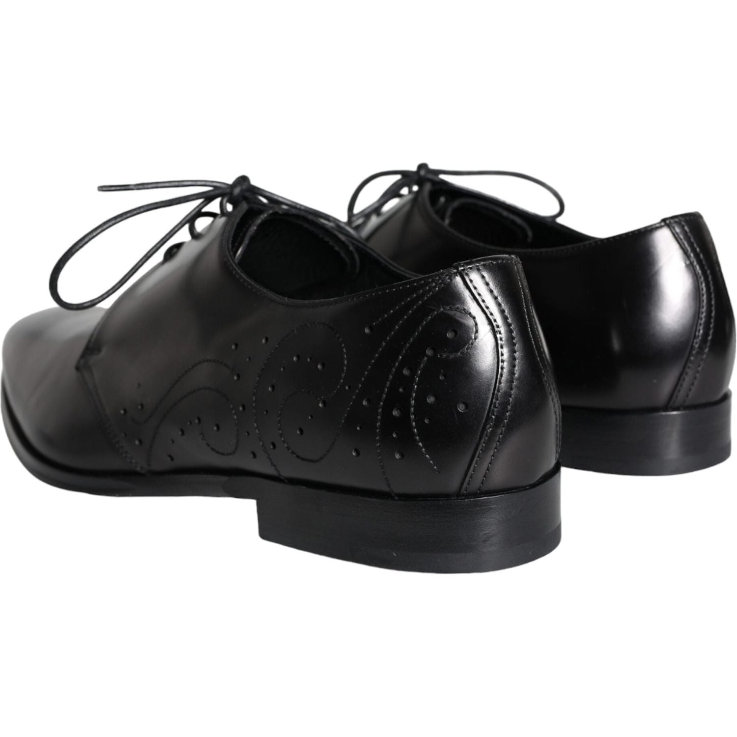Dolce & Gabbana Black Calfskin Leather Derby Men Dress Shoes