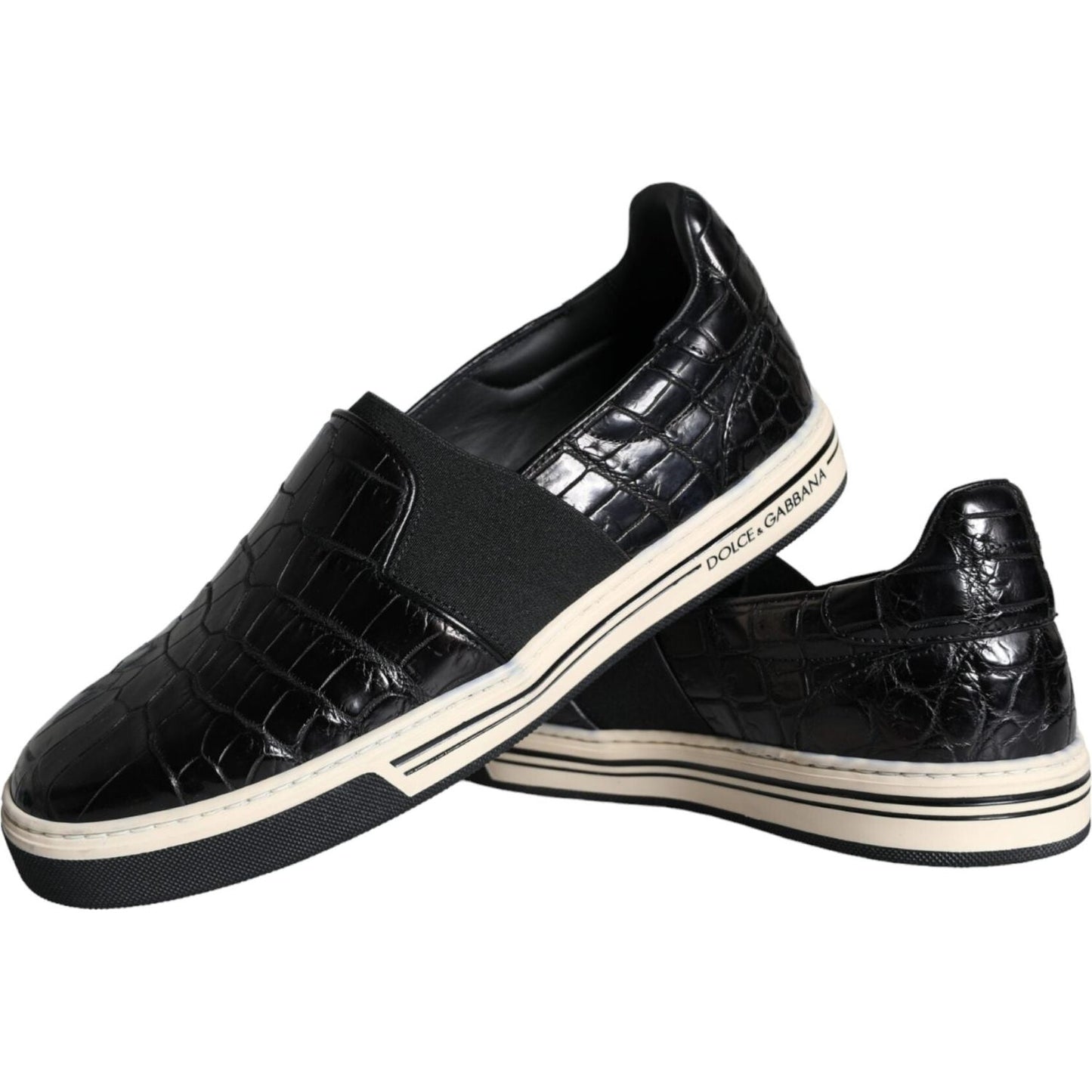 Dolce & Gabbana Black Leather Loafers Slippers Casual Shoes