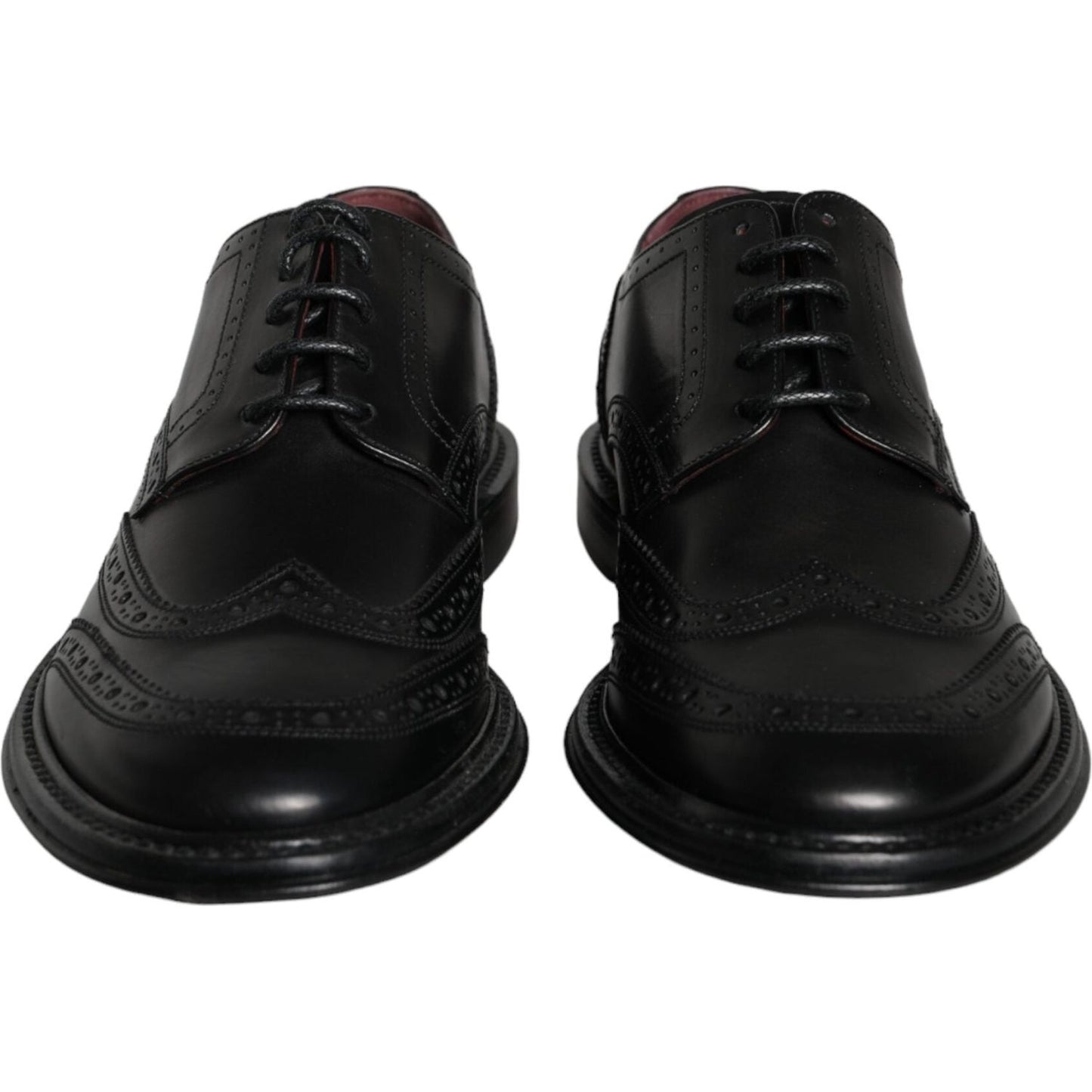Dolce & Gabbana Black Leather Oxford Wingtip Formal Men Shoes