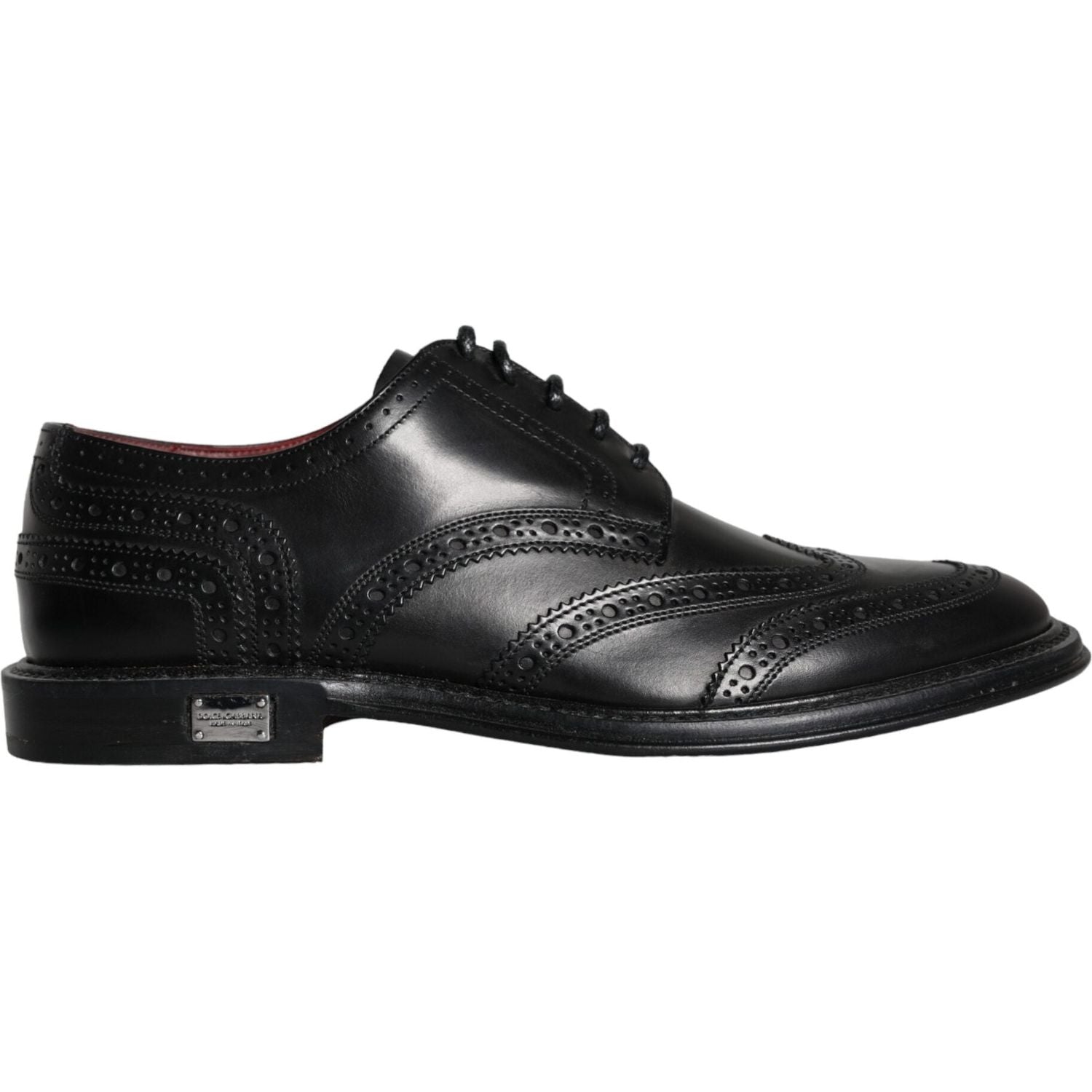 Dolce & Gabbana Black Leather Oxford Wingtip Formal Men Shoes