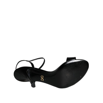 Dolce & Gabbana Black KEIRA Leather Heels Sandals Shoes