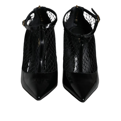 Dolce & Gabbana Black Mesh Patent Leather Heels Pumps Shoes