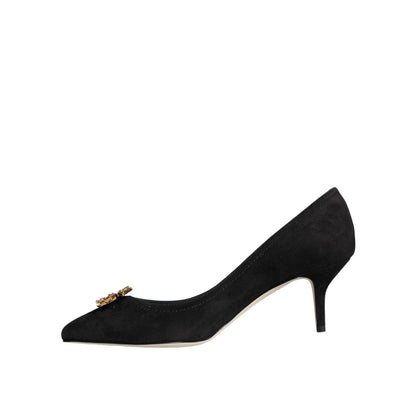 Dolce & Gabbana Black Amore Suede Bellucci Heels Pumps Shoes