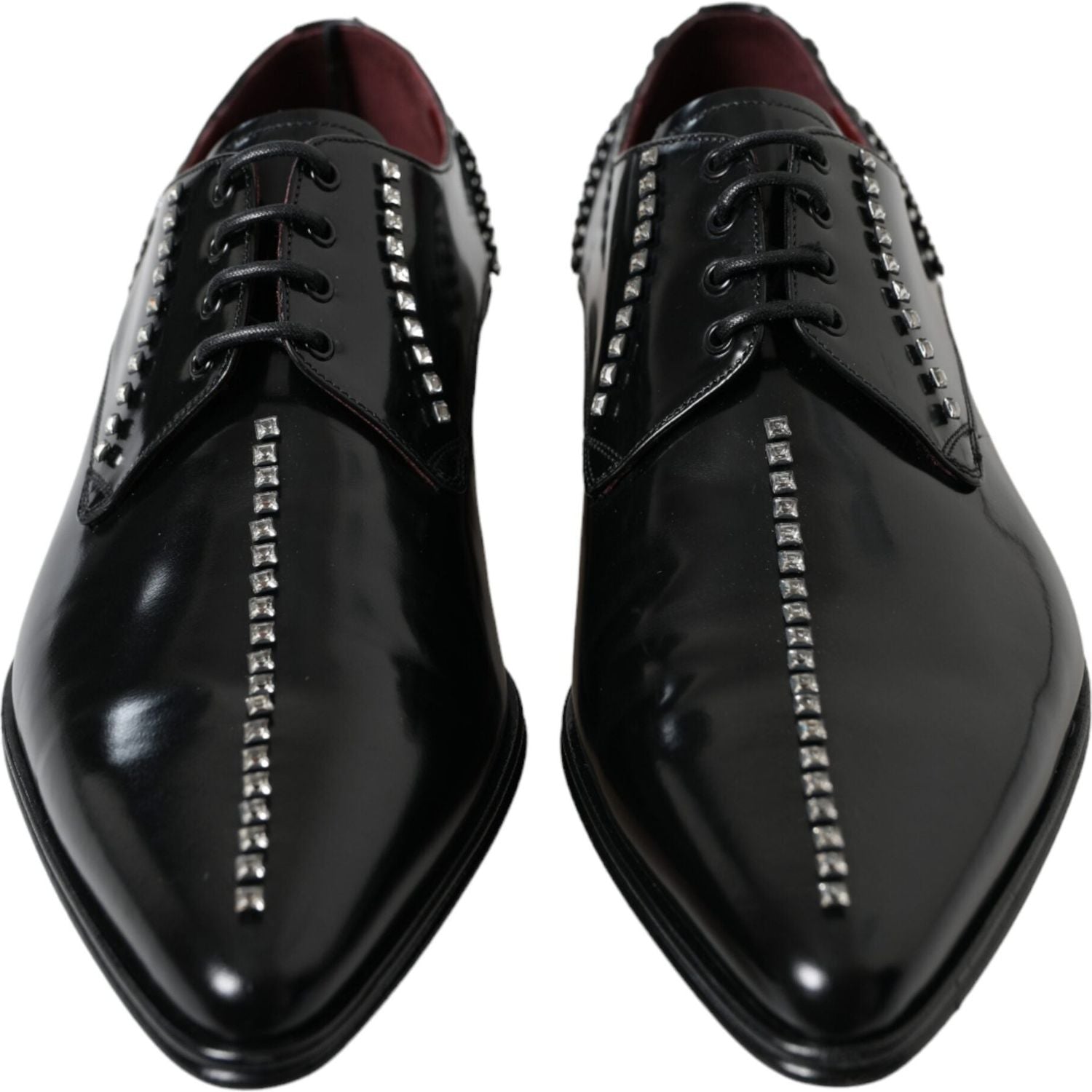 Dolce & Gabbana Black Leather Crystal Dress Formal Shoes