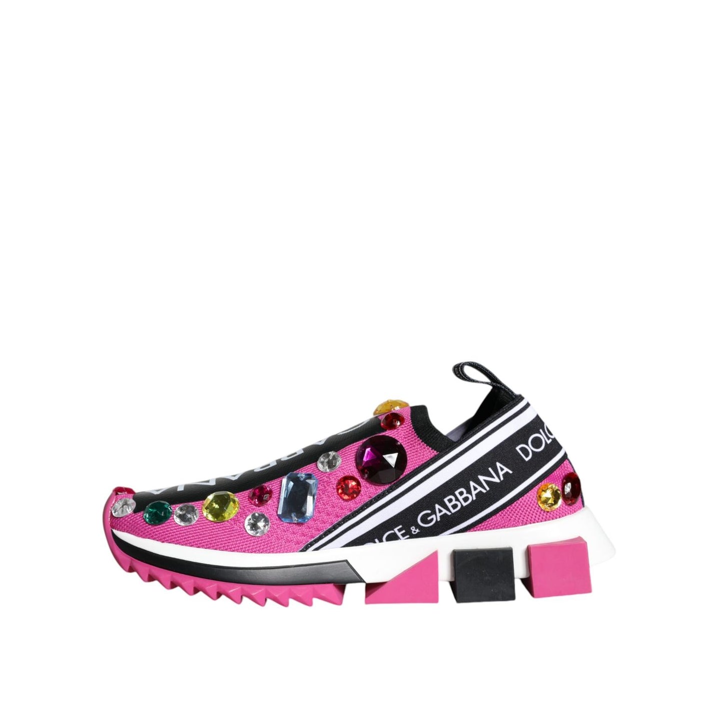 Dolce & Gabbana Pink Sorrento Crystals Low Top Sneakers Shoes