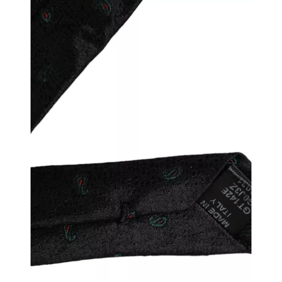 Dolce & Gabbana Black Fantasy 100% Silk Adjustable Men Tie