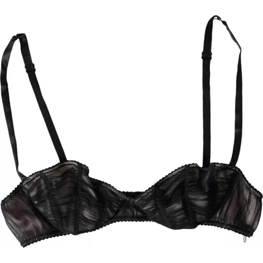 Dolce & Gabbana Black Silk Stretch Women Balconcino Bra Underwear Dolce & Gabbana Black