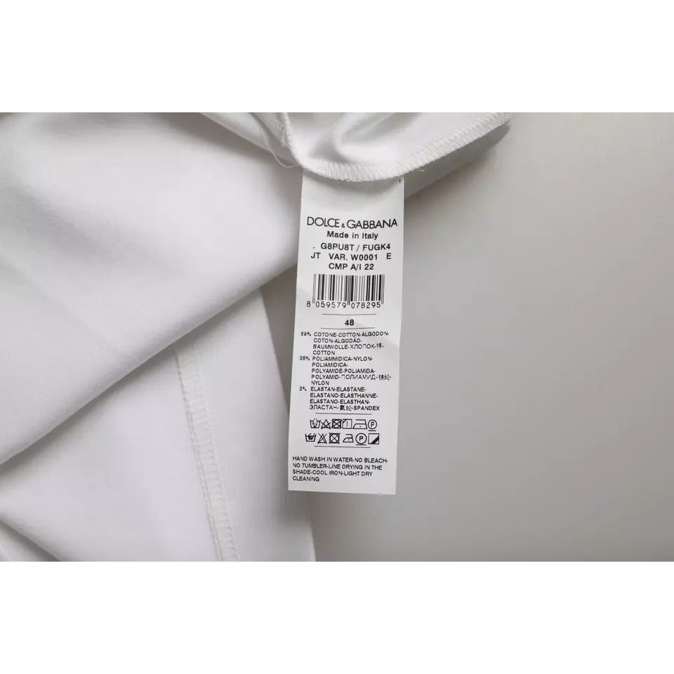 Dolce & Gabbana White Cotton Round Neck Short Sleeve T-shirt TSH86450-48
