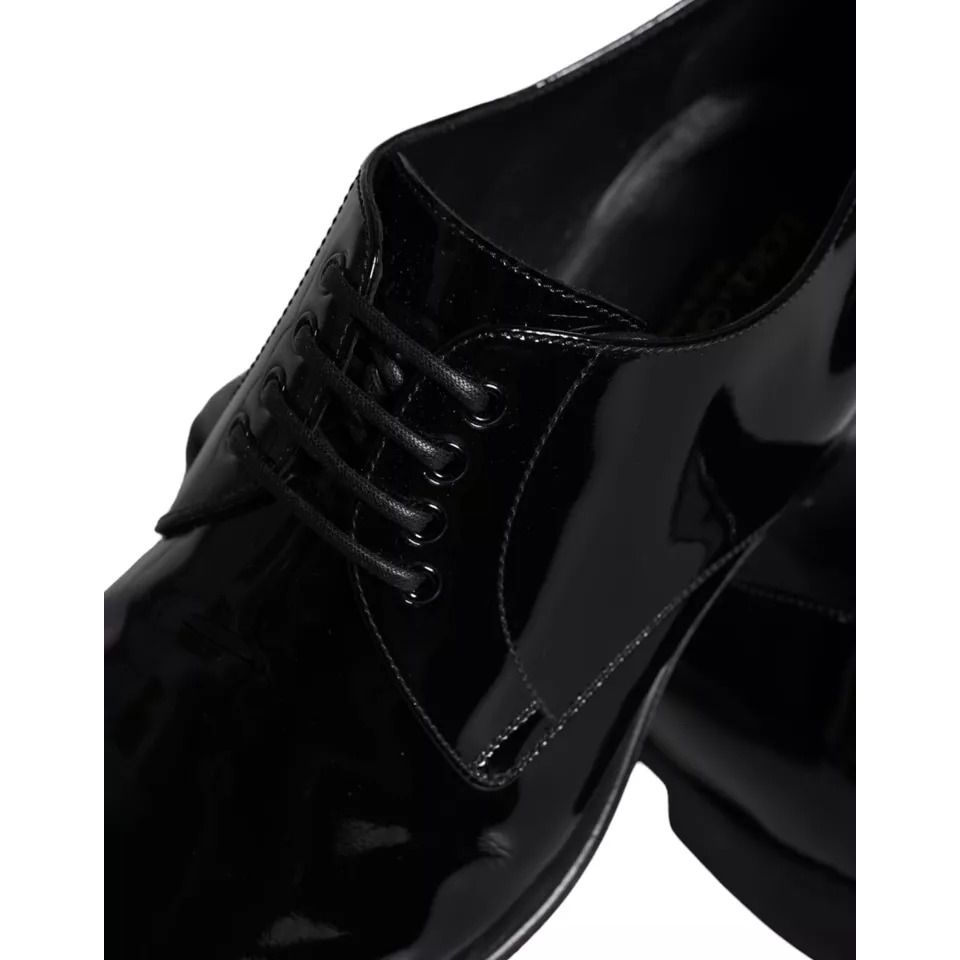 Dolce & Gabbana Black Calfskin Leather Derby Men Dress Shoes