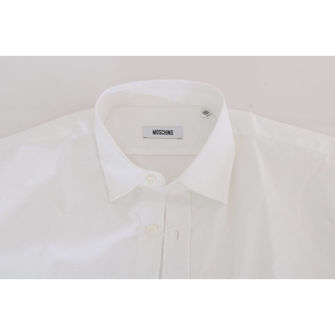 Moschino White Cotton Stretch Slim Fit Dress Shirt