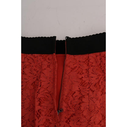 Dolce & Gabbana Orange Macramé Lace Pencil Skirt