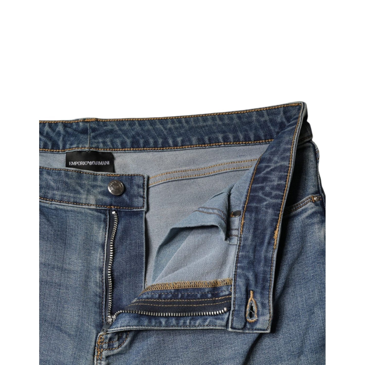 Emporio Armani Blue Washed High Waisted Skinny Women Denim Jeans