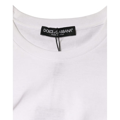 Dolce & Gabbana White Cotton Sleeveless Crew Neck T-shirt