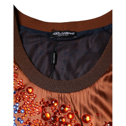 Dolce & Gabbana Brown Crystal Embellished Sleeveless Tank Top