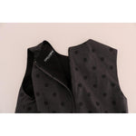 Dolce & Gabbana Gray Polka Dotted Sheath Wool Dress