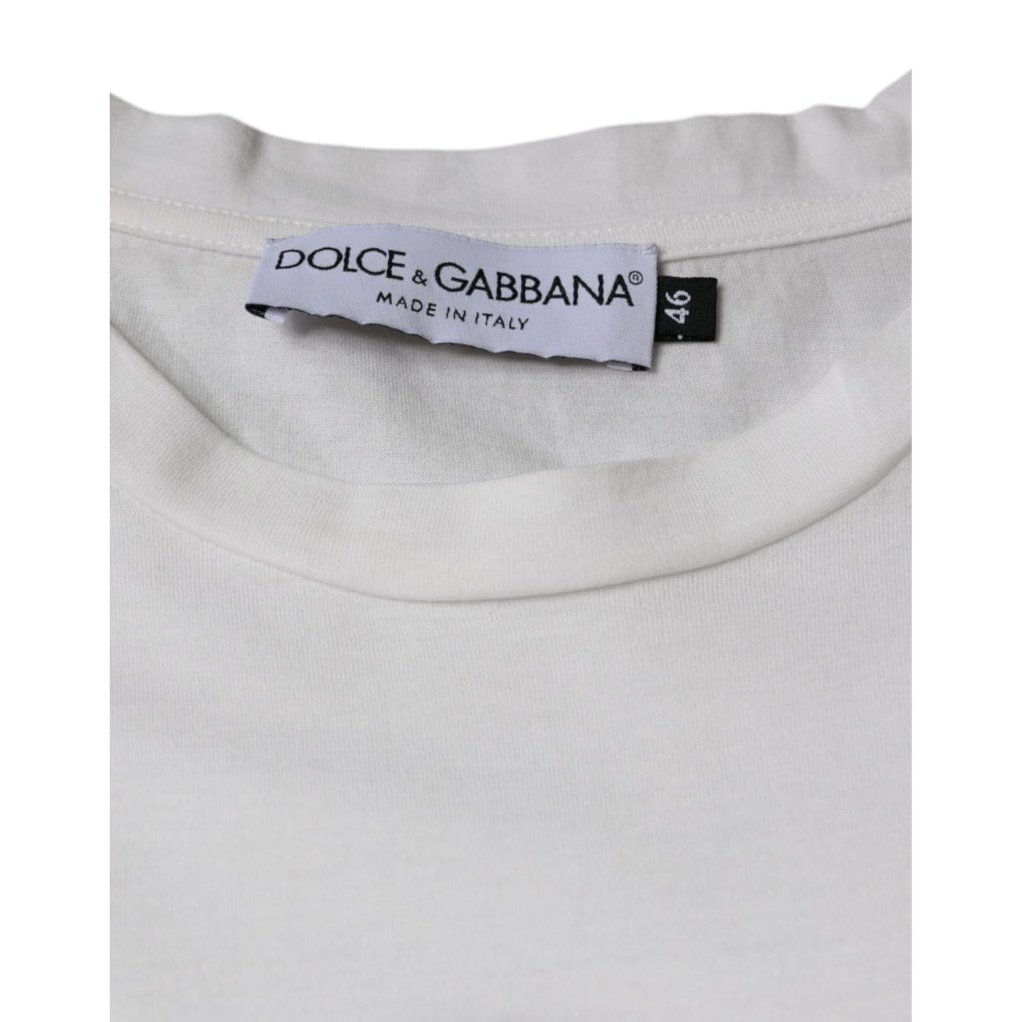Dolce & Gabbana White Cotton DG Logo Print Casual T-shirt