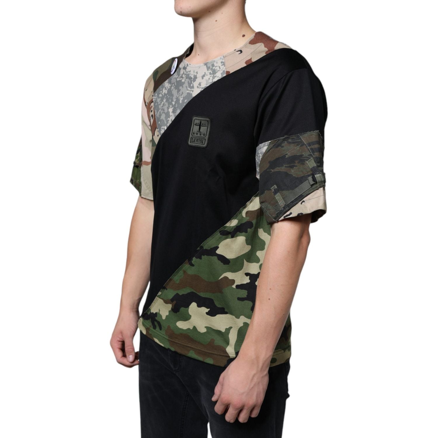 Dolce & Gabbana Multicolor Camouflage Patchwork DG Royal T-shirt