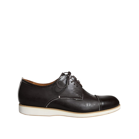 Pollini Black White Leather Lace Up Men Dress Formal Shoes Pollini Light Gray