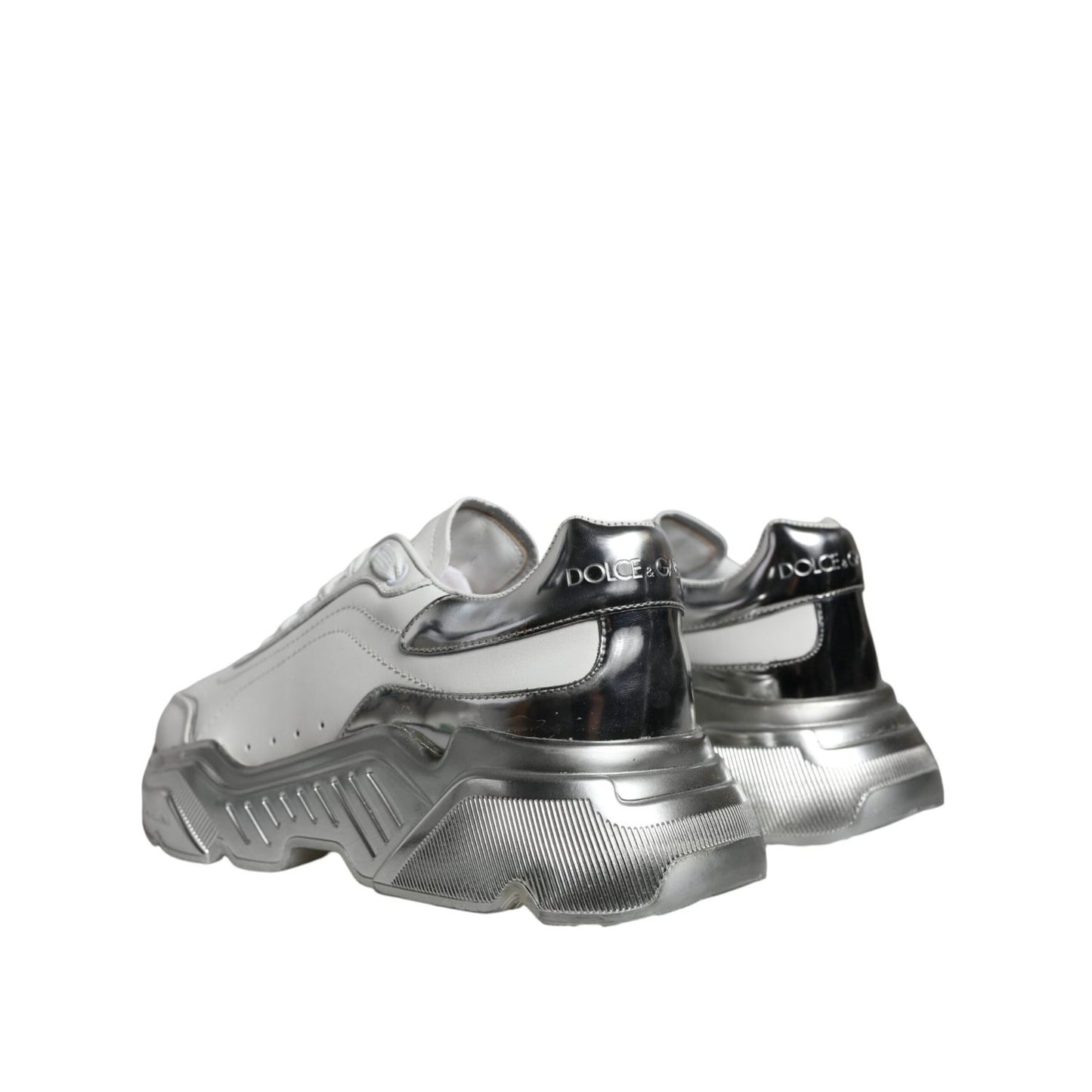 Dolce & Gabbana White Silver Daymaster Low Top Sneakers Shoes