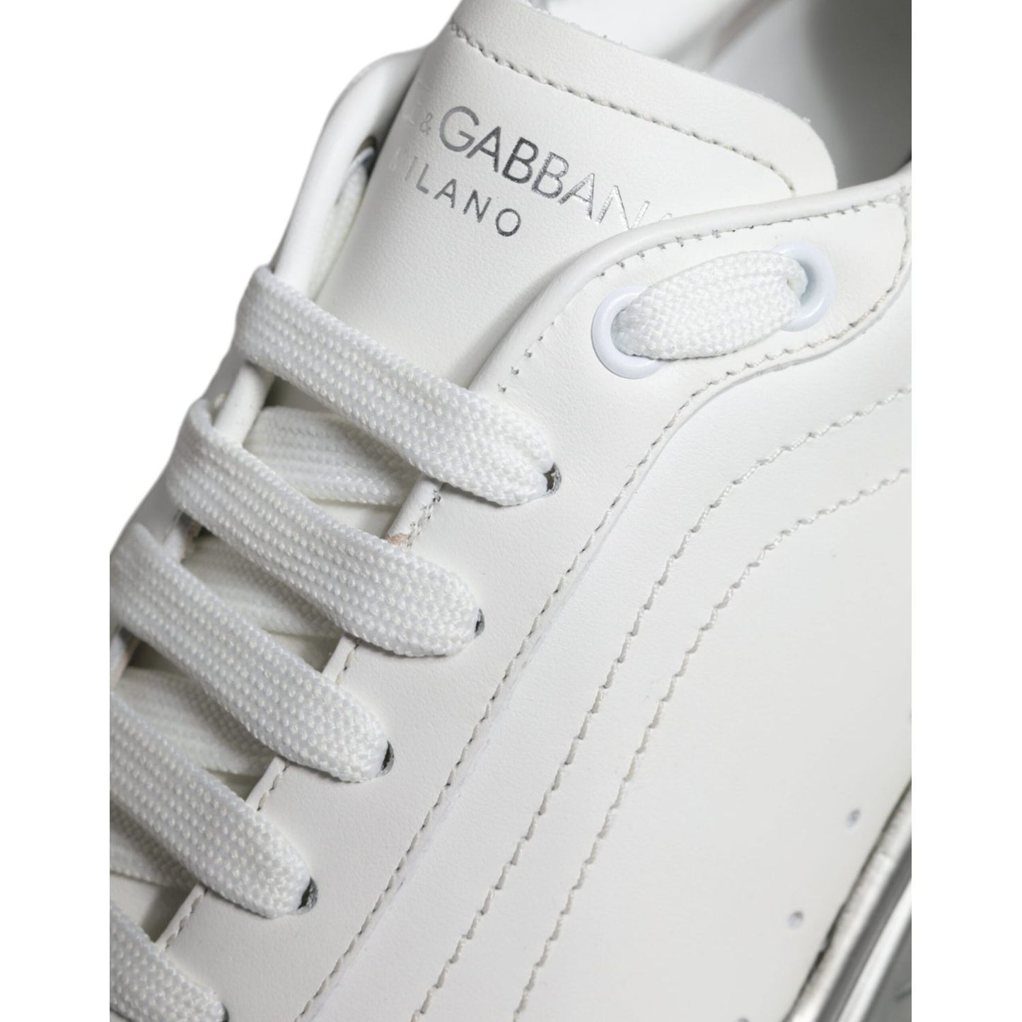Dolce & Gabbana White Silver Daymaster Low Top Sneakers Shoes