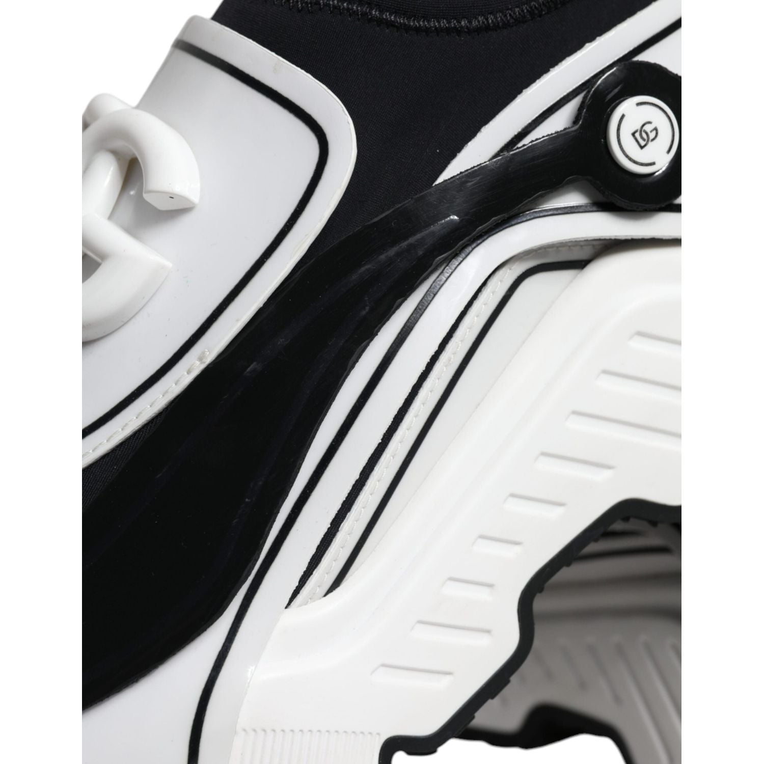 Dolce & Gabbana White Black Logo Plaque Daymaster Sneakers Shoes