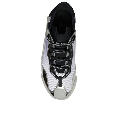 Dolce & Gabbana Silver Black Nylon NS1 Low Top Sneakers Shoes