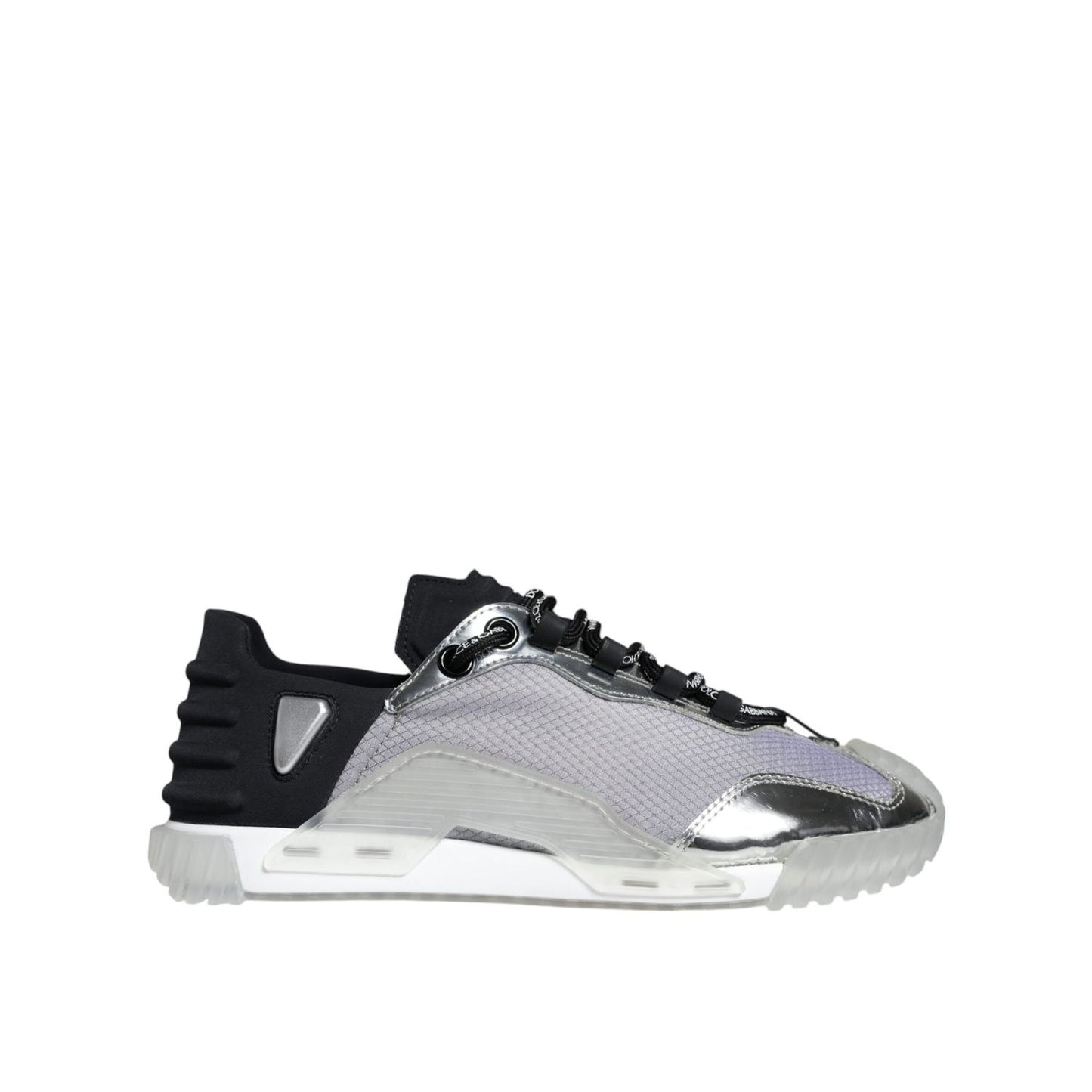 Dolce & Gabbana Silver Black Nylon NS1 Low Top Sneakers Shoes