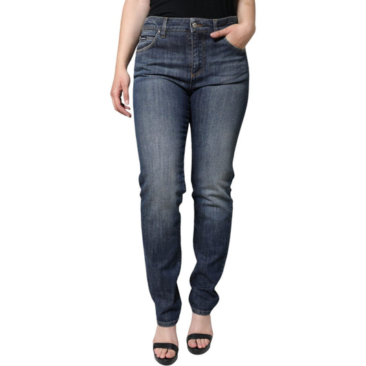 Dolce & Gabbana Dark Blue Cotton Stretch Skinny Denim Jeans Dolce & Gabbana Dark Slate Gray