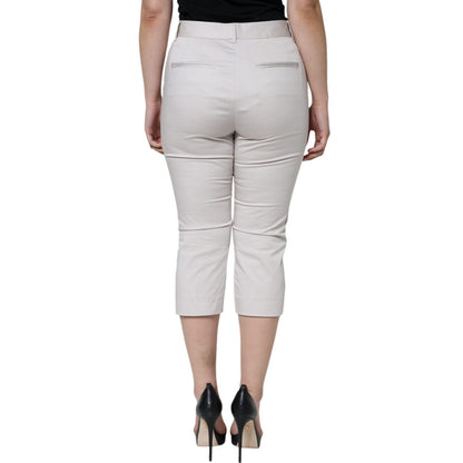 Dolce & Gabbana White Cotton Mid Waist Cropped Skinny Pants