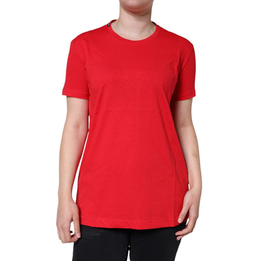 Dolce & Gabbana Red Cotton Crew Neck Short Sleeve Tee T-shirt Dolce & Gabbana Firebrick