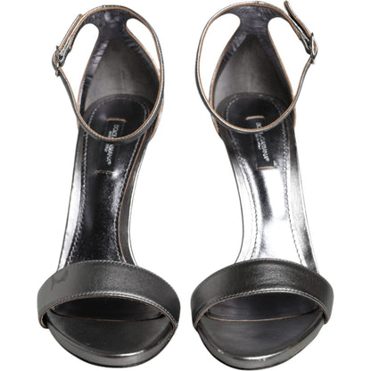 Dolce & Gabbana Silver KEIRA Heels Ankle Strap Sandals Shoes
