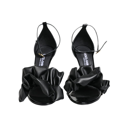 Dolce & Gabbana Black Leather Ankle Strap Heel Sandals Shoes Dolce & Gabbana Black