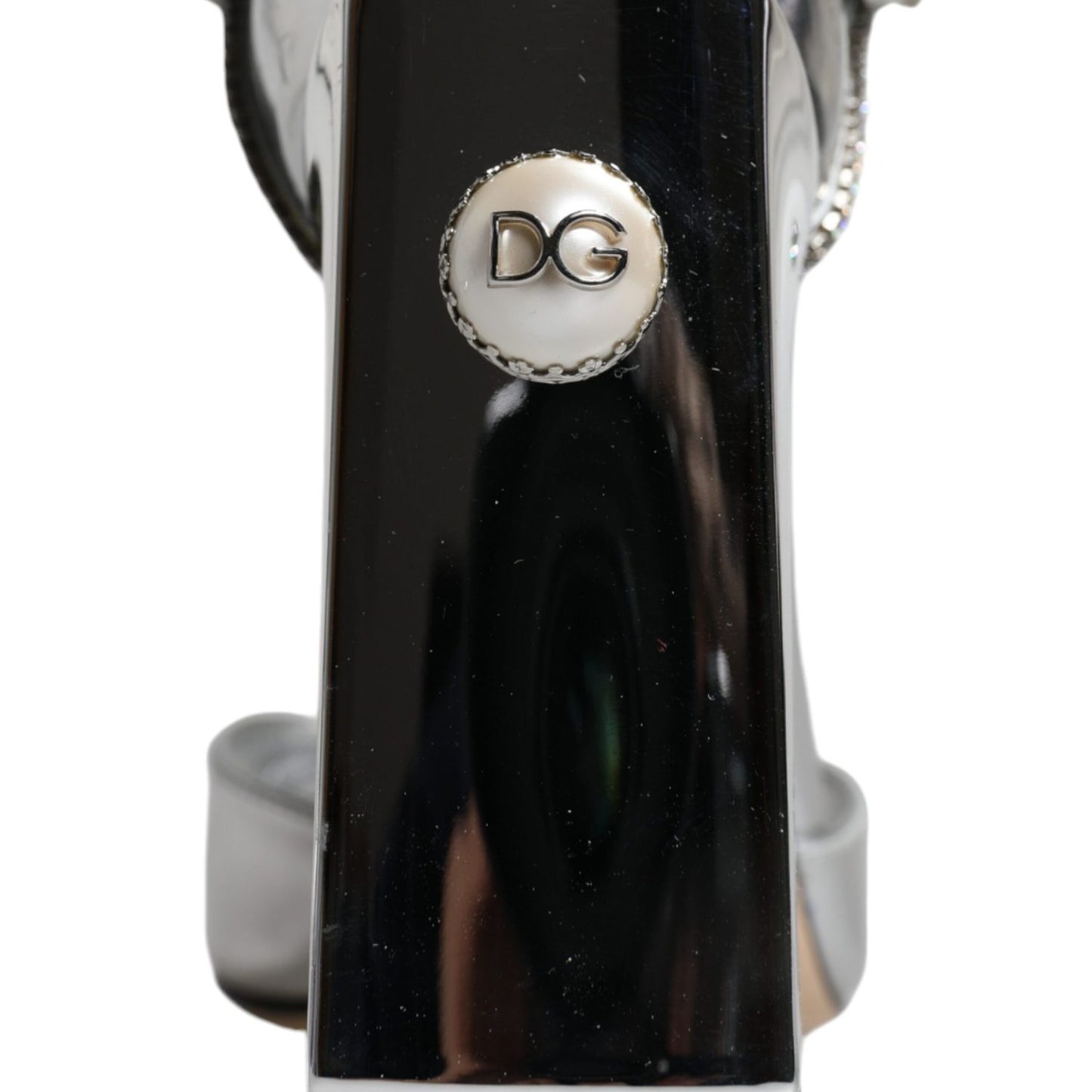 Dolce & Gabbana Silver Leather T-strap Heels Sandals Shoes