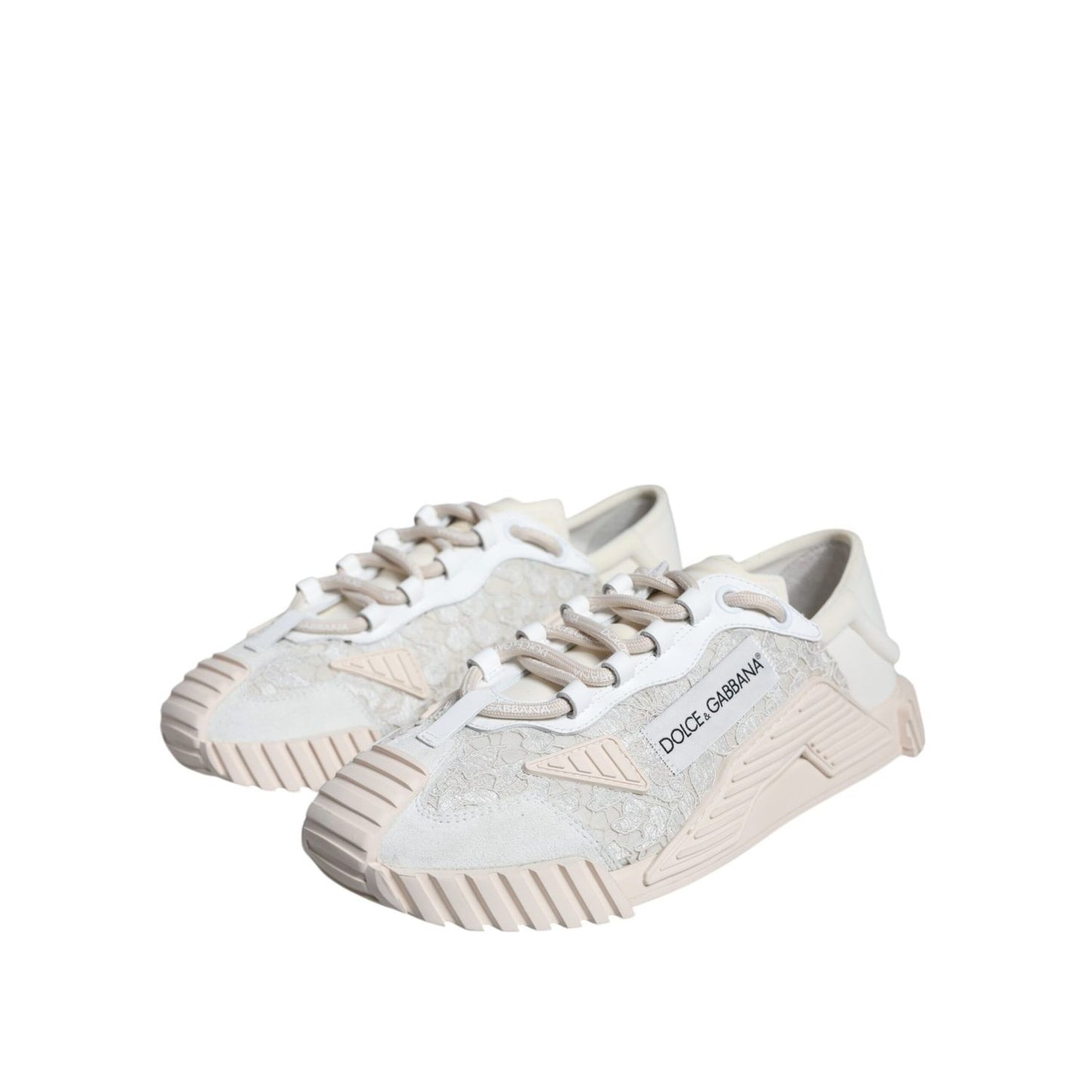 Dolce & Gabbana White Lace NS1 Low Top Sneaker Sports Shoes