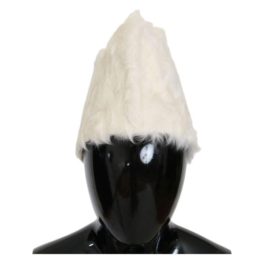 Dolce & Gabbana White Xiangao Lamb Fur Beanie HAT21021-1