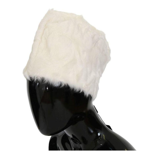 Dolce & Gabbana White Xiangao Lamb Fur Beanie HAT21021-1