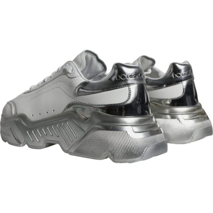 Dolce & Gabbana Silver White Daymaster Low Top Sneakers Shoes