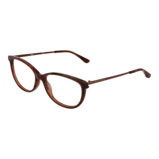 Hugo Boss Brown Women Glasses Frame full-rim acetate rectangle shape with demo lenses, model size 54-16-140, includes branded case.