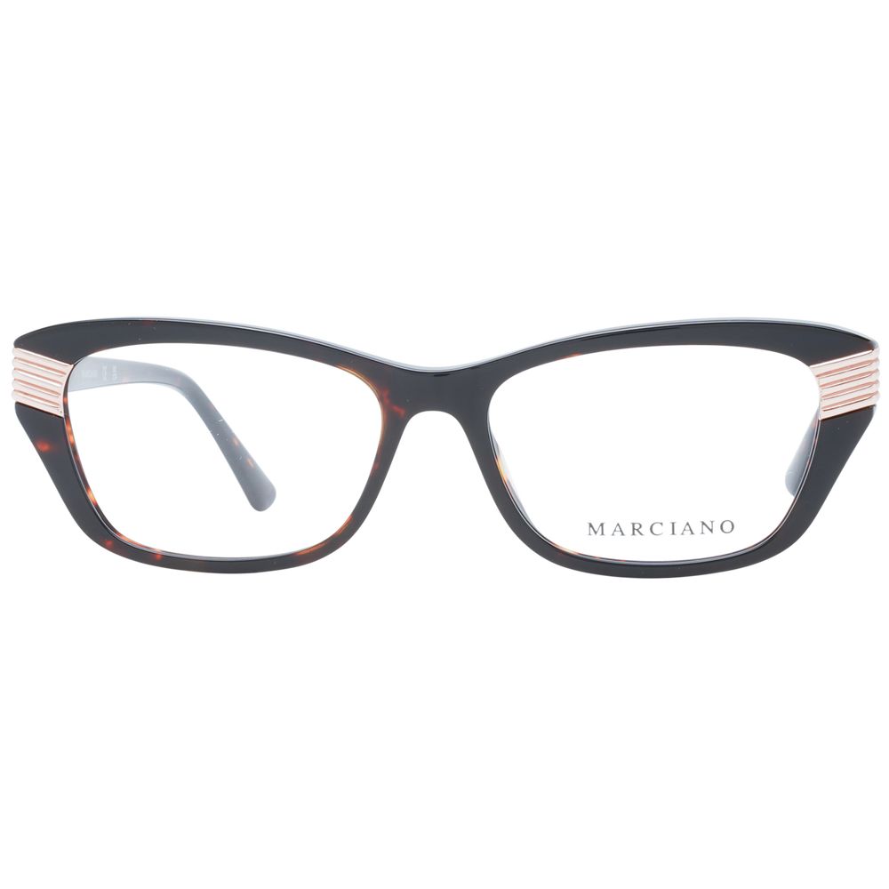 Marciano by Guess Brown Women Glasses Frame, full-rim plastic rectangle style, with demo lenses, includes branded case.