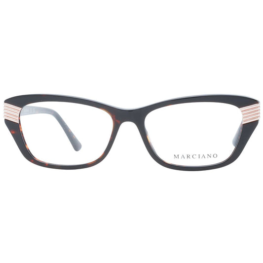 Marciano by Guess Brown Women Glasses Frame, full-rim plastic rectangle style, with demo lenses, includes branded case.