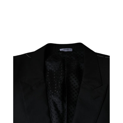 Dolce & Gabbana Black Wool Single Breasted Men Coat Blazer
