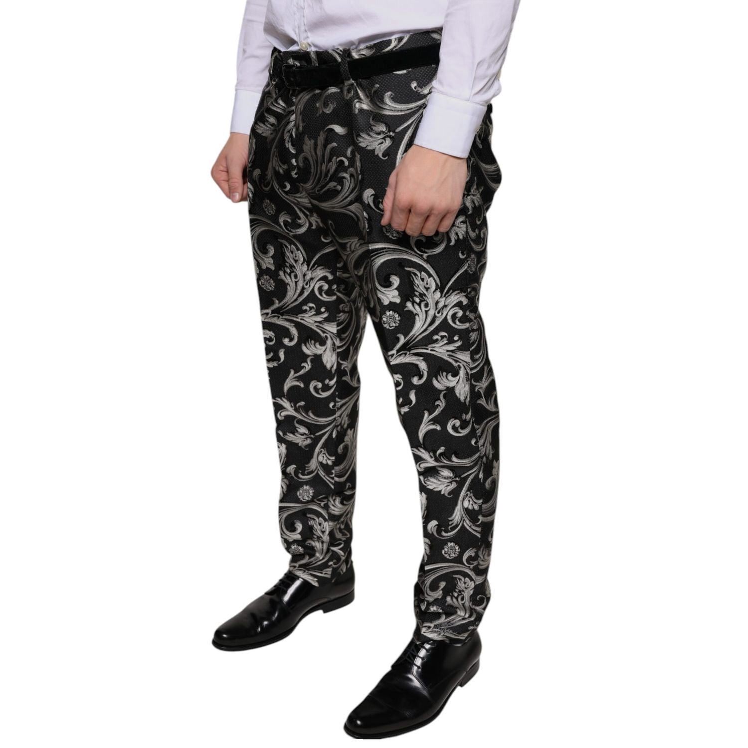 Dolce & Gabbana Black Jacquard Skinny Dress Pants