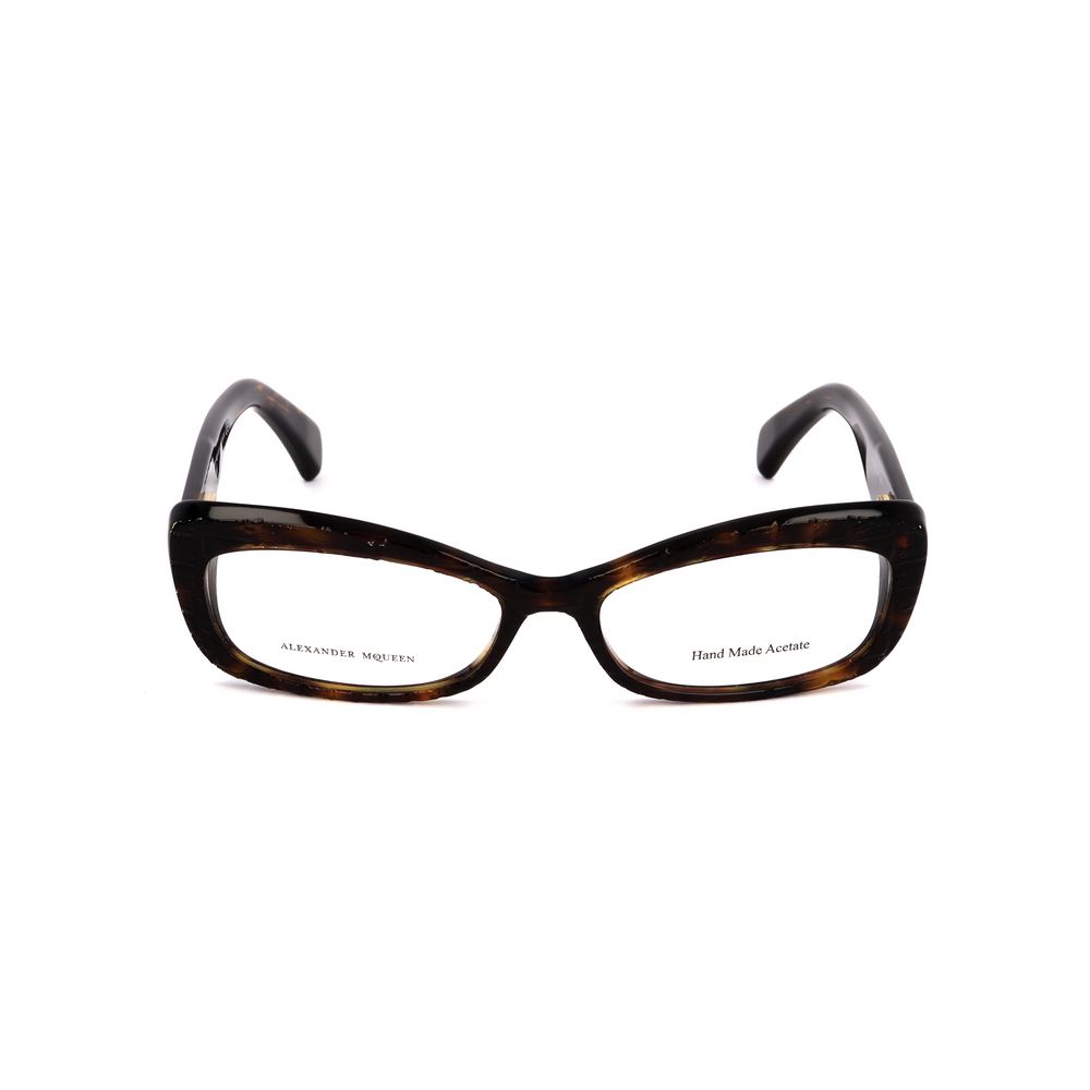 Alexander McQueen Bicolor Acetate Frames with Havana color and handmade design, featuring lenses/bridge/temple measurements of 52/15/140 mm