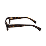 Alexander McQueen Bicolor Acetate Frames in Havana color, side view showing the acetate material with dimensions 52/15/140 mm