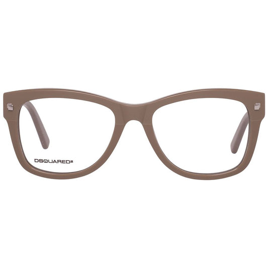 Front view of Dsquared² Brown Plastic Frames eyeglasses model DQ5136-057-51, made from quality plastic material, displaying brand logo on temple.