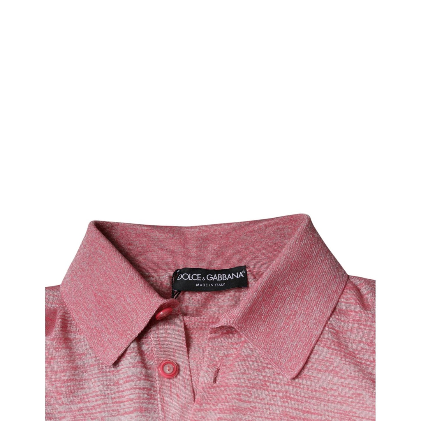 Dolce & Gabbana Pink Polyester Long Sleeve Men Polo T-shirt