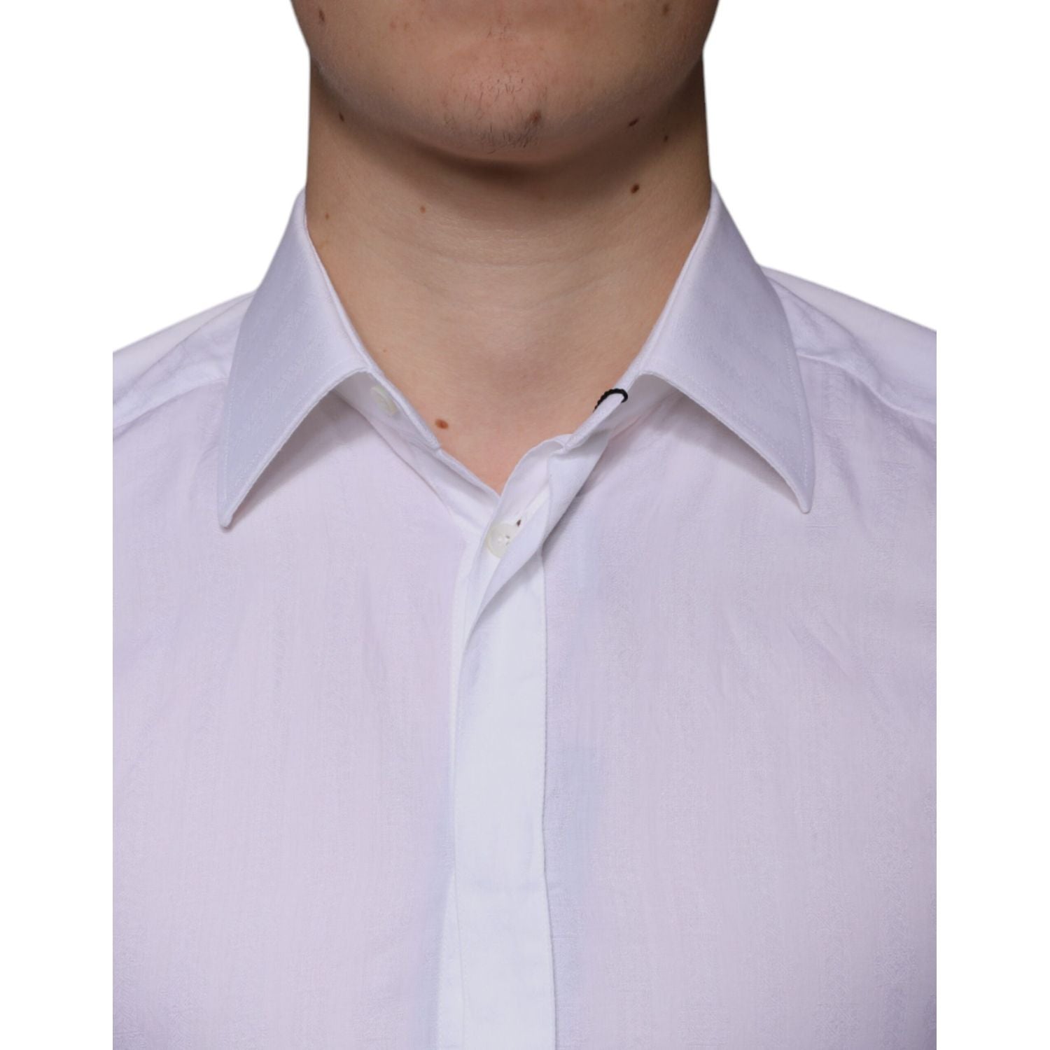 Dolce & Gabbana White Cotton Men Dress GOLD Formal Shirt