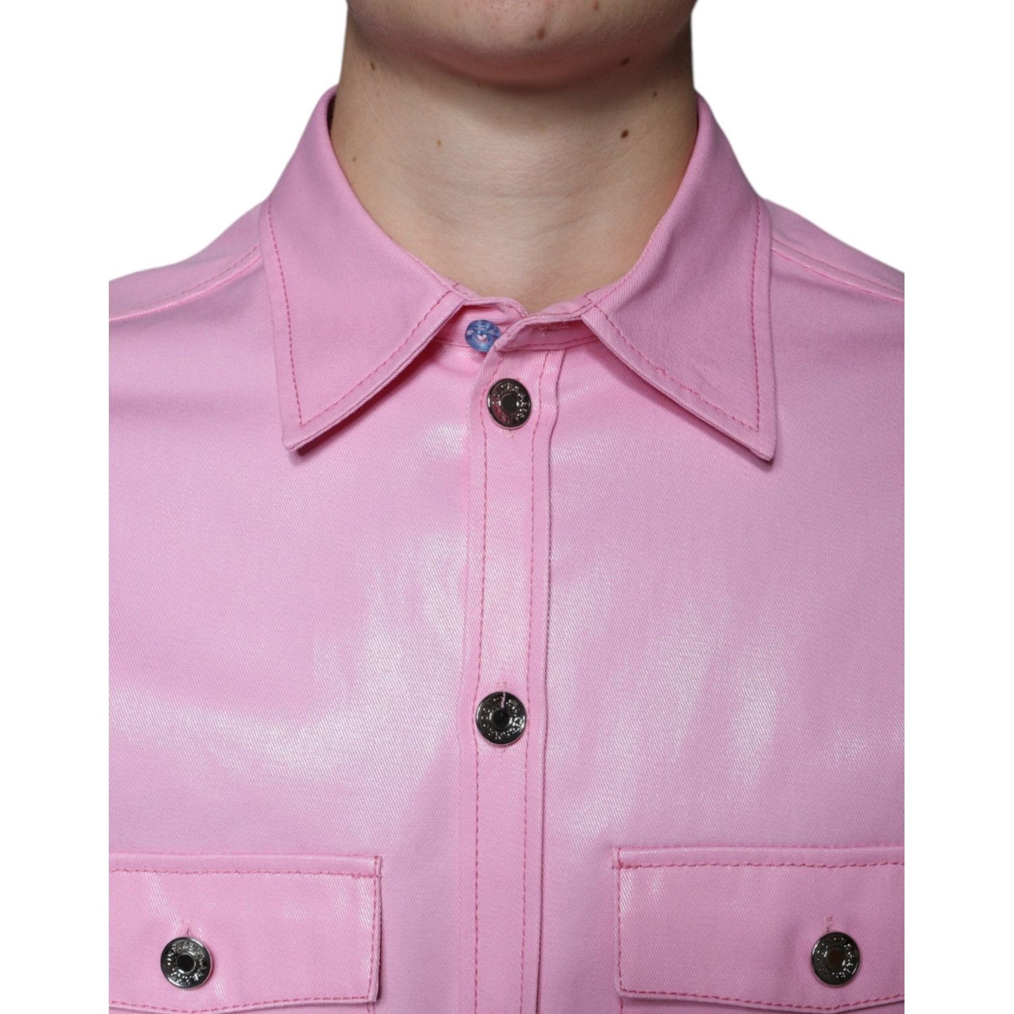 Dolce & Gabbana Pink Cotton Collared Button Down Shirt
