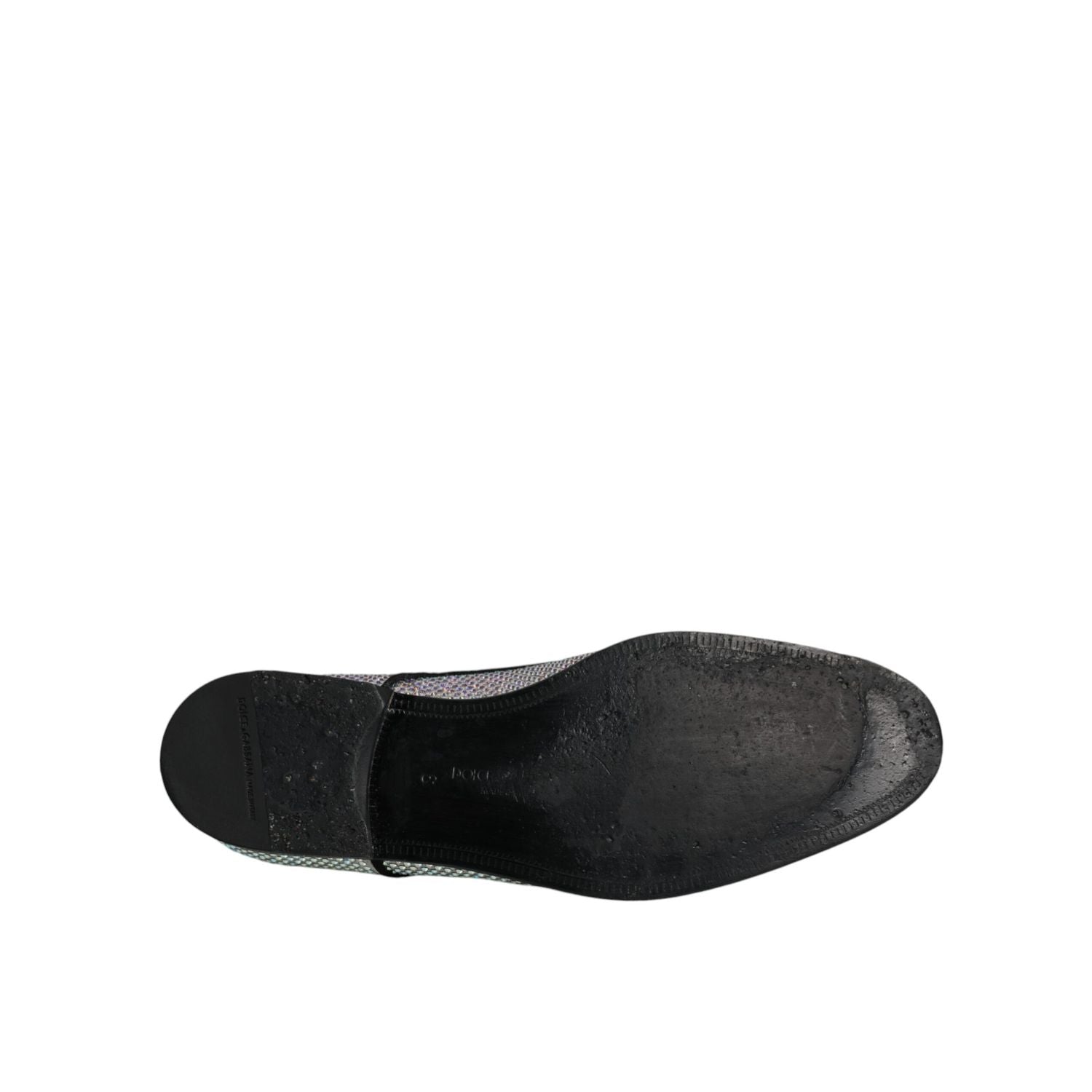 Dolce & Gabbana Silver Leather Rhinestones Derby Dress Shoes